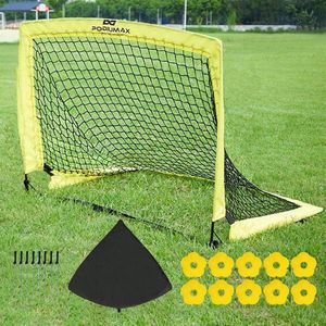 Opvouwbaar pop-up voetbaldoel met 10 x hoedjes, 8 x grondankers, snel op te zetten, draagbaar en stabiel, 97 x 80 cm