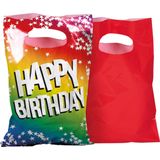 Boland - 6 PE feestzakjes 'Happy Birthday' Multi - Regenboog - Regenboog