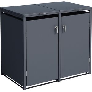 Container ombouw Tom - metaal antraciet dicht - 2 containers