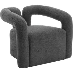 Merax Fauteuil in Grijs – Luxe Teddy Stof – Uniek Design met Brede Armleuningen – Comfortabele Stoel met Dikke Kussens