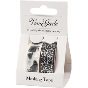 Masking Tape, veren en patronen - folie, B: 15 mm, 2x4 m/ 1 doos