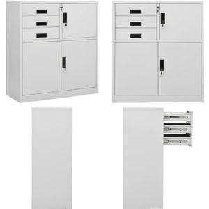 vidaXL Kantoorkast 90x40x102 cm staal lichtgrijs - Kantoorkast - Kantoorkasten - Kabinet - Kabinetten