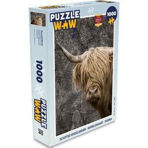 Puzzel Schotse hooglander - Wereldkaart - Dieren - Legpuzzel - Puzzel 1000 stukjes volwassenen