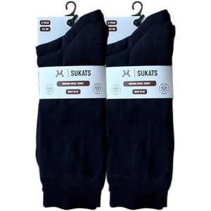 Sukats® 4 Paar Merino Sokken - Merino Wollen Sokken - Maat 43-46 - Badstof Zool - Naadloos - Verstevigde Hak en Teen - Navy Blue - Merino Wollen Kousen