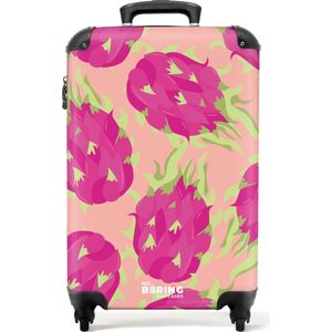 NoBoringSuitcases.com® - Handbagage koffer lichtgewicht - Reiskoffer trolley - Oranje met dragonfruit - Rolkoffer met wieltjes - Past binnen 55x40x20 en 55x35x25