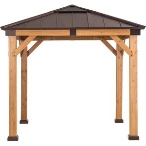 Gazebo luxe tuinpaviljoen in cedarwood met lichtdoorlatende hard-top 273 x 273cm