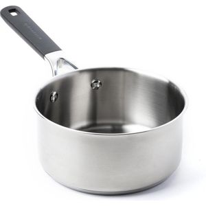 18cm/2.1 Liter 3-layer Stainless Steel Clad Saucepan - Induction Oven-Safe with Stay-Cool Handle Silver