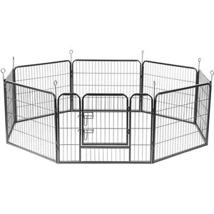 Topcom - Puppyren - Hondenren- Puppyren met 8 kennelpanelen - Staal -80 x 60 cm Ø 210 cm