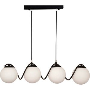 Chesto Delta Milky - Luxe Industriële Hanglamp - 6 Glazen Bollen Crème Wit - Eetkamer, Woonkamer