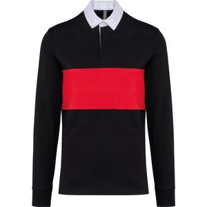 SportPolo Unisex XL Proact Lange mouw Black / Sporty Red 100% Katoen