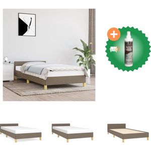 vidaXL Bedframe met hoofdeinde stof taupe 80x200 cm - Bed - Inclusief Reiniger