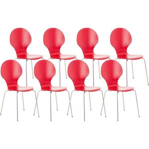 CLP Diego Set van 8 stapelstoelen rood