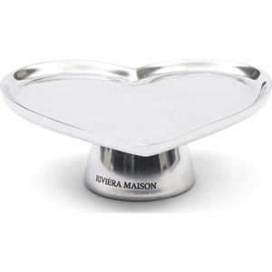 Riviera Maison Serveerschaal, Taartenhouder hartvormig, met voet - RM Heart Cake Stand - Zilver