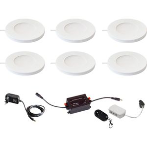 Magnetische in- & opbouw spot set - 6-pack - dimbaar - Plug & Play - warm wit - 2700K - 2,2W - keukenverlichting - kastverlichting - LED Inbouwspot (Ø55mm) - led spot - spotjes