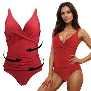 RENALUX - Corrigerend Badpak Dames met Verstelbare Bandjes - Shaping Badpak - Corrigerend Badpakken voor Dames - Rood - L