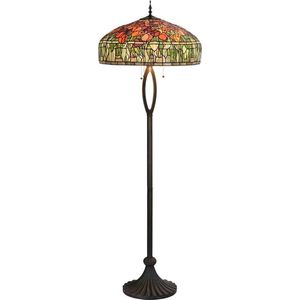 LumiLamp Tiffany Vloerlamp Ø 56x165 cm Groen Oranje Glas Tulpen Staande Lamp