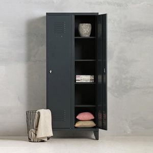 Lockerkast metaal I Locker kledingkast I 4 legplanken per deur I Antraciet I Vintage, retro, industrieel I VLS-102 I Povag