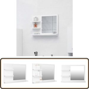 vidaXL Badkamerspiegel 60x10,5x45 cm bewerkt hout wit