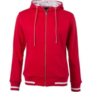James and Nicholson Dames/dames Club Sweat Jacket (Rood/Wit)