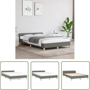 The Living Store Bedframe Donkergrijs - 203 x 123 x 50 cm - Ademend - Duurzaam - Stabiel - Geschikt voor 120 x 200 cm Matras - Inclusief Montagehandleiding - Polyester - Multiplex