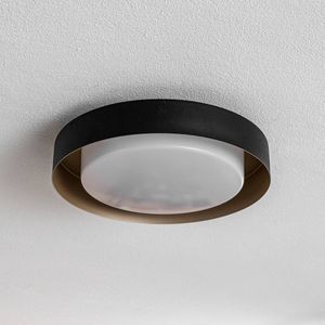 Arcchio - LED plafondlamp - 1licht - metaal, acryl - H: 9.5 cm - zwart, goud, wit - Inclusief lichtbron