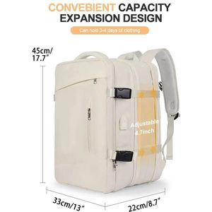 KOSMOS - Reistas - Rugzak - Handbagage - USB poort - Backpack - Waterafstotend - 55L - Beige