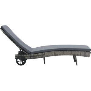 vidaXL Ligbed met wielen en kussen antraciet Ligbed - Tuinstoel - Lounge Stoel - Relaxfauteuil - Buitendecor