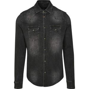 Urban Classics Overhemd -4XL- Riley Denim Zwart