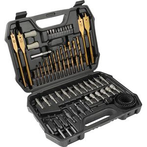 62pcs Boor Set & Case, HSS Boor Bits, steen boor Bits, Hout Boor Bits, platte boor Bits, Socket moersleutel inserts, Titanium gecoat, duurzaam