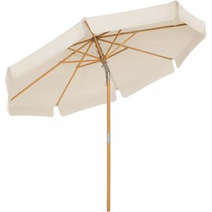 In And OutdoorMatch Parasol Hipolito - 300cm - Rechthoekig - Balkonparasol - Zonwering tot UPF 50+ - Parasolpaal - Gemaakt van hout - Zonder standaard - Tuin - Outdoor - Wit