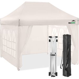 MaxxGarden Easy-up Partytent - 3x4,5m - Standaard - Opvouwbaar wit - Incl. gewichtzakken + Zijwanden