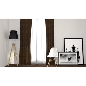 Larson - Luxe Geweven Blackout Gordijn - Ringen - Chocolade Bruin - 150 x 250 cm – Verduisterend & kant en klaar