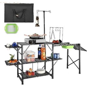 Camping Keukentafel - Inclusief Gootsteen - Opvouwbaar - Camping Meubel - 174 x 50 x 160cm - 87 x 53 x 17cm - Keukentafel - Campingtafel
