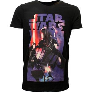 Star Wars Vintage Poster Darth Vader T-Shirt Zwart/Paars