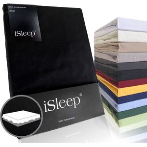 iSleep Perkal Laken - 100% Perkal Katoen - Litsjumeaux - 240x270 cm - Zwart