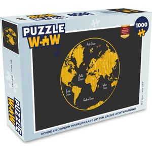 Puzzel Wereldkaart - Cirkel - Goud - Legpuzzel - Puzzel 1000 stukjes volwassenen
