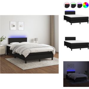 vidaXL Boxspring - Zwarte stoffen bedset met verstelbaar hoofdbord en kleurrijke LED-verlichting - Inclusief pocketvering matras en huidvriendelijk topmatras - Afmetingen 203 x 120 x 78/88 cm - vidaXL - Bed