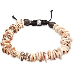 KUZZOI Heren Armband Heren Kralen surferstijl met kauri schelpen en nylon in 925 sterling zilver