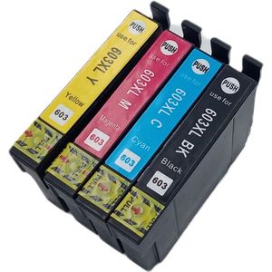 KATRIZ® huismerk 1x 603XL Zwart + 1x 603XL Cyaan + 1x 603XL Magenta + 1x 603XL Geel | Expression Home XP-2100/XP-2105/XP-3100/XP-3105/XP-4100/XP-4105 /WorkForce WF-2830DWF/WF-2835DWF/WF-2850DWF | 4 stuks