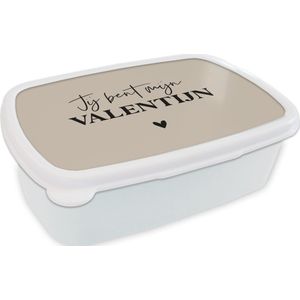 Broodtrommel Wit - Lunchbox - Brooddoos - Jij bent mijn Valentijn - Quotes - Spreuken - Vrouw - Man - 18x12x6 cm - Volwassenen