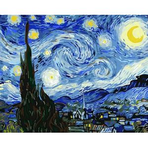 Schilderen op nummer Volwassenen – Sterrennacht van Vincent van Gogh - 40 x 50 centimeter - Paint by numbers - Verven - Volwassenen - Cadeau voor man en vrouw