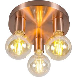 QAZQA facil - Design Plafondlamp - 3 lichts - Ø 250 mm - Koper - Woonkamer | Slaapkamer | Keuken