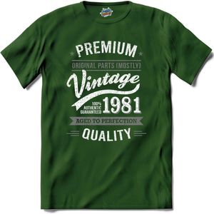 Vintage Legend Sinds 1981 - verjaardag en feest cadeau - Kado tip - T-Shirt - Unisex - Bottle Groen - Maat 3XL