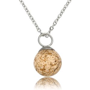 *My Bendel - Zilveren ketting met Picture Jasper balletje - Zilveren ketting met Picture Jasper balletje - Met luxe cadeauverpakking