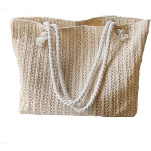 Raffia draagtas - rechthoekig - boodschappentas - handtas - gevoerd en afsluitbaar met magneet - 42 x 8 x 29 - Beige