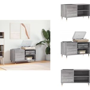 vidaXL Platenkast - Platenkasten - Platenspeler Kast - Elpee Opbergkast - Platenkast 85x38x48 cm bewerkt hout grijs sonoma eikenkleurig