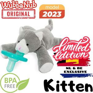 Wubbanub - Grijze Kitten - Babykat Speenknuffel - Babyspeen - Fopspeen - Knuffelspeen - SPECIAL EDITION - ALLEEN VERKRIJGBAAR IN DE BENELUX!