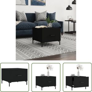 vidaXL Salontafel - Zwart - Bewerkte Hout & IJzer Salontafel - Zwarte Eikenhouten Tafel - Bijzettafel - Houten Salontafel - Tafellade