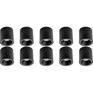 Opbouwspot 10 Pack - Proma Cliron Pro - GU10 Fitting - Opbouw Rond - Mat Zwart - Aluminium - Verdiept - Ø90mm