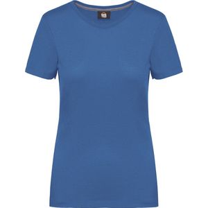 T-shirt Dames 3XL WK. Designed To Work Ronde hals Korte mouw Light Royal Blue 65% Polyester, 35% Katoen